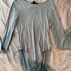 Forever 21 Green Asymmetrical Long Sleeve Bodysuit